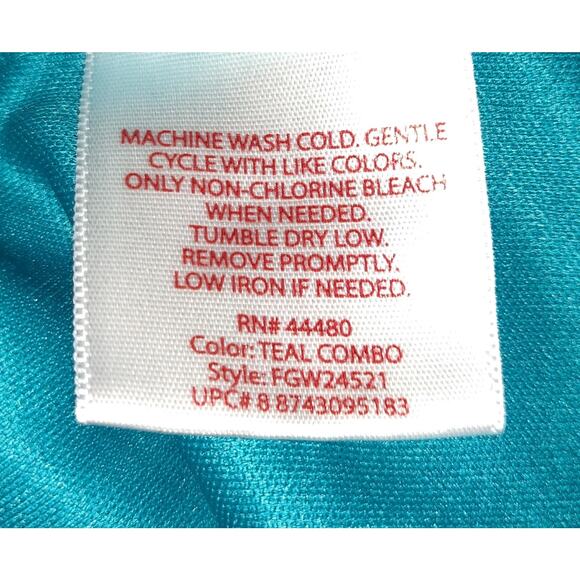 Faded Glory Teal Maxi Dress Sz 1X 16 Y2K Turquoise Ruffle Romantic Flowy Beach - Picture 9 of 10